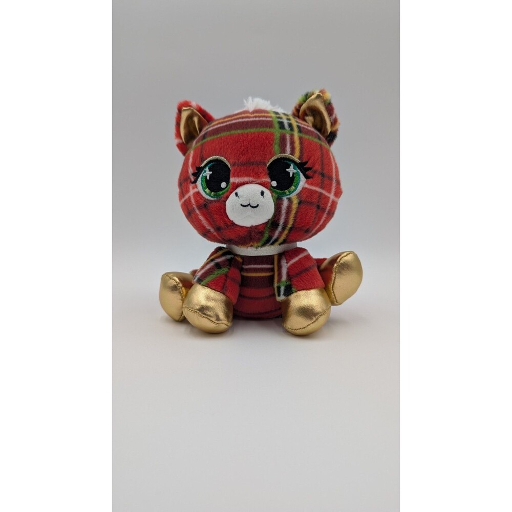 Gund P.Lushes Pets Tara McNeigh Plaid Plush Horse Stuffed Animal Toy Red Gold